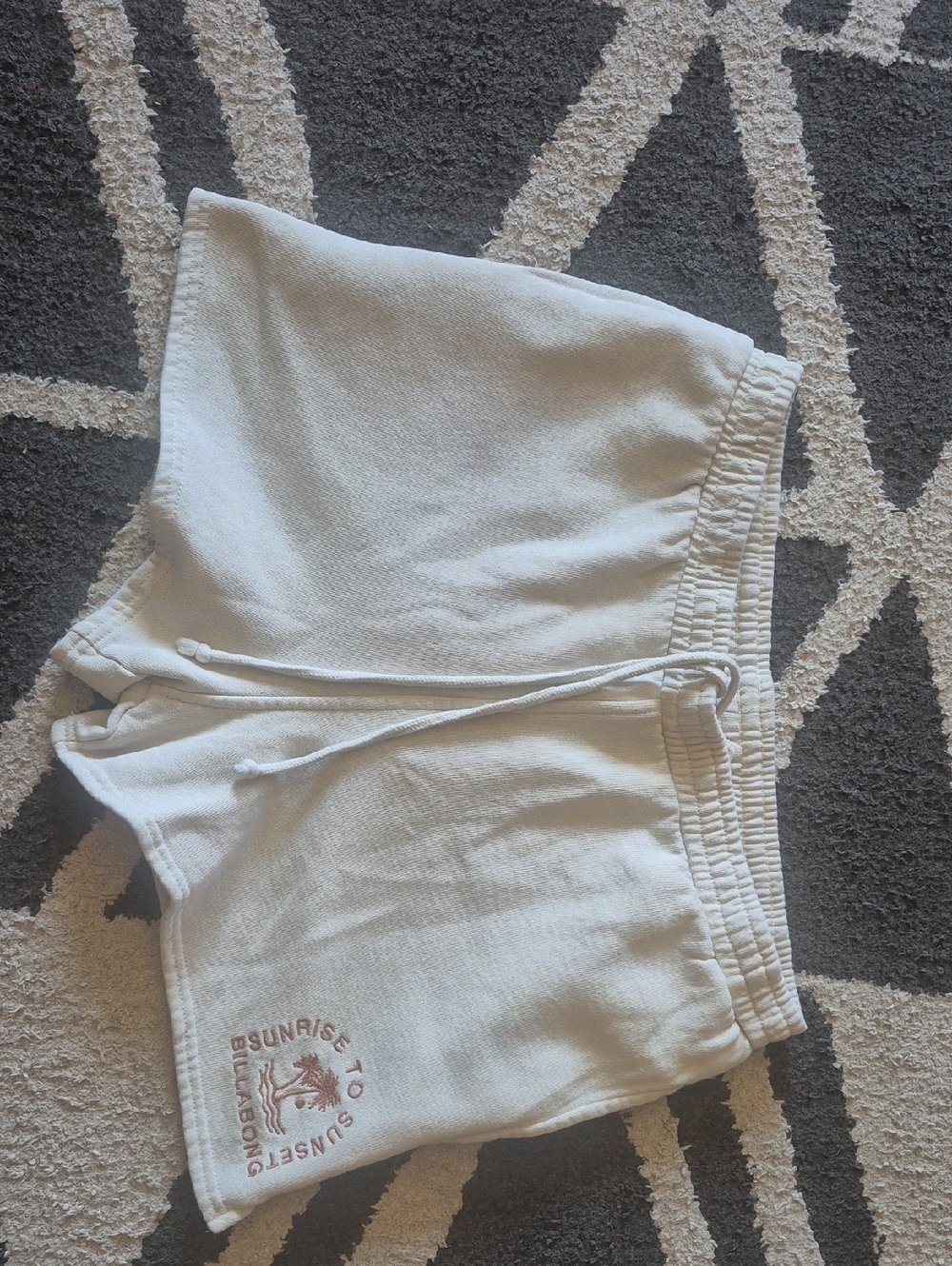 Billabong Cream Terry Lounge Shorts with Logo Tag